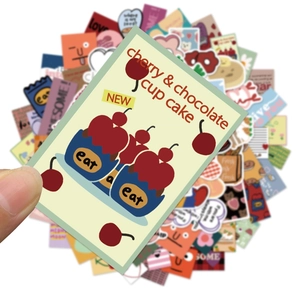 90pcs set of cute Korean style cartoon stickers featuring cherry chocolate cupcakes