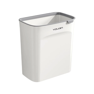 Wall-mounted kitchen trash can with lid in cream white, sleek minimalist design
