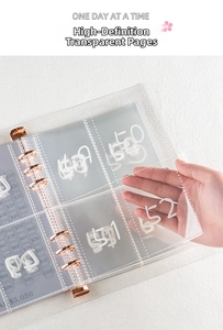 Transparent PVC A5 binder sleeves with rose gold rings for 100 days savings challenge