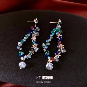 Bohemian Colorful Glass Crystal Beaded Drop Earrings With 925 Sterling Silver Earring Post Retro Ethnic Dangle For Women