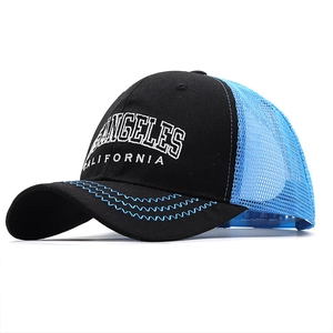 Mesh baseball cap with Los Angeles embroidery and blue breathable back design