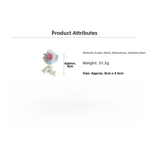 Détail de la pince à cheveux fleur en dentelle 3D avec perles et strass 8cm sur 4.5cm