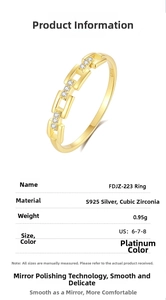 Detailed view of S925 sterling silver chain ring with pavé-set cubic zirconia in gold