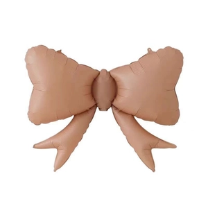 Large matte nude bow foil balloon for party decoration in Korean macaron style