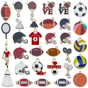 Ensemble de breloques de sport en émail DIY avec football et basketball pour bijoux