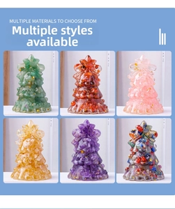 Detailed grid of six crystal Christmas trees with gold foil and Merry Christmas relief