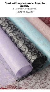 Macro detail of waterproof lace hollow paper for floral and gift wrapping in various colors