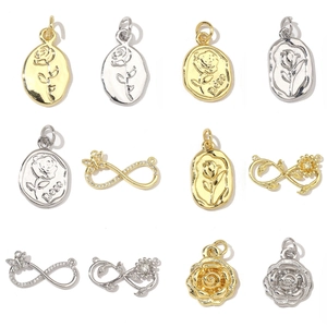Rose Flower Infinity Butterfly Jewelry Charms Pendants Copper Zircon DIY Jewelry Making Accessories For Women Romantic