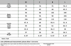 Detailed size chart for herringbone wool blazer including length, bust, and shoulder measurements