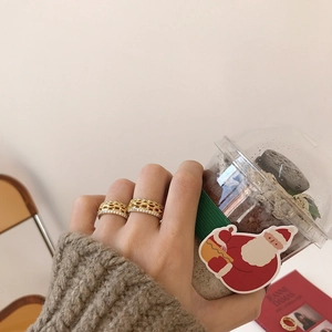 Elegant gold S925 sterling silver chain ring set with sparkling zircon for women
