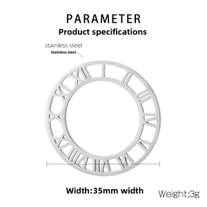 Detail view of a 35mm stainless steel pendant with hollow Roman numeral dial pattern