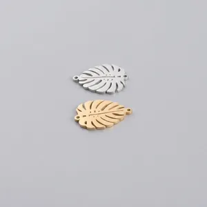 Hollow Monstera Leaf Pendant 304 Stainless Steel Dual Hole Mirror Polished Tropical Plant Charm For DIY Jewelry Making