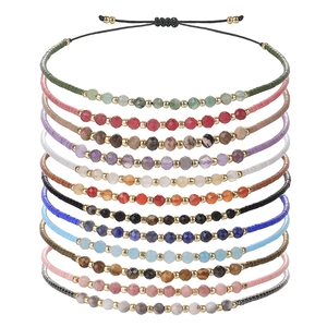 Handgemaakte geweven 2mm kralenarmbanden van natuursteen in diverse kleuren