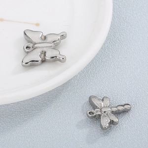 Pendentifs papillon et libellule en acier poli pour fabrication de bijoux DIY