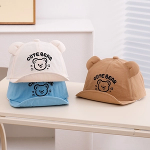 Baby Baseball Cap 3D Bear Ears Quick Dry Sun Protection Breathable Toddler Peaked Hat Cute Cartoon Infant Headwear
