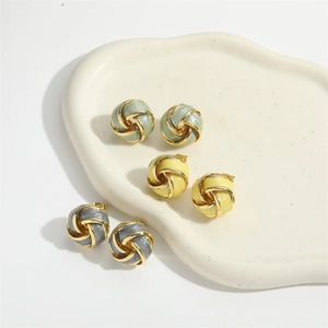French vintage vortex sphere earrings set in colorful marble resin and gold wire