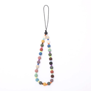 Colorful volcanic stone phone charm strap with mixed beads for CCD cameras and cases