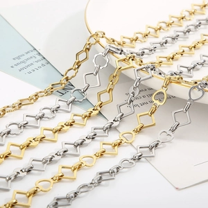 Fashionable titanium steel gear and geometric link necklaces in gold and silver finish