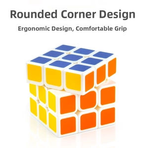 Detail showing the ergonomic rounded corners and smooth surface of the 3x3 speed cube toy