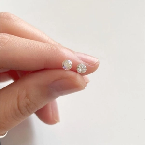 Minimalist Four Prong AB Rhinestone Stud Earrings With 925 Sterling Silver Earring Post For Women Simple Geometric Jewelry