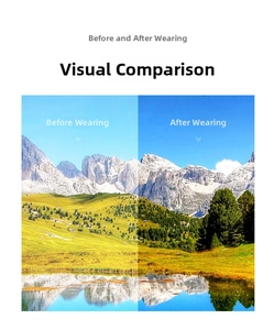 Polarized lens visual contrast showing improved color saturation on mountain scenery