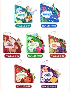 Colección de siete libros tranquilos de tela para bebés con temas de animales y espacio