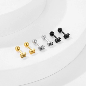 Minimalist stainless steel bunny stud earrings set in gold, silver and black finishes
