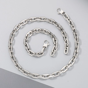Close-up of silver square wire chain set with lobster clasps for DIY jewelry and bags