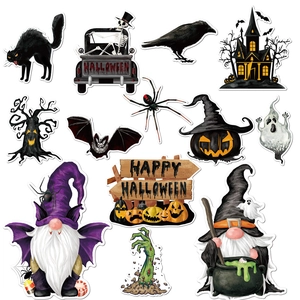 Set of 11 Halloween gnome and skull magnets for garage door and holiday party decoration