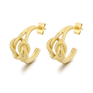 Eleganti orecchini a cerchio a forma di C in acciaio inossidabile placcato oro 18K