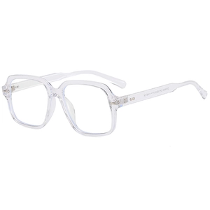Lunettes anti-lumière bleue à monture carrée tendance en PC transparent avec charnières métal