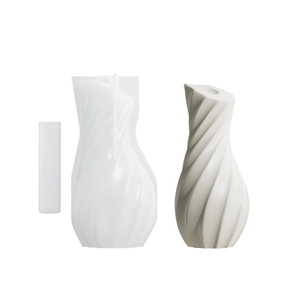 Spiral stripe vase silicone mold set for DIY flower resin or plaster home decor