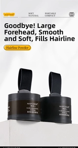 Close-up of hairline shadow powder in black portable cases on a minimalist white stand