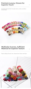 Macro view of multi-color pleated cotton linen scarves in various candy colors