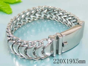 Polished stainless steel dragon link bracelet detail with side-press folding clasp