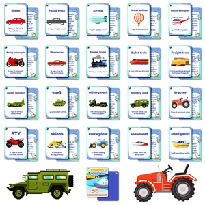Set of 46 educational transport flashcards and toy vehicles for early childhood learning