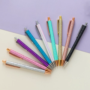 Glitter Metal Retractable Ballpoint Pen Mermaid Scales Sparkly Sequins Writing Tool For Office School Gift High Quality