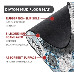 Cross-section showing absorbent surface and non-slip rubber backing of diatom mud mat