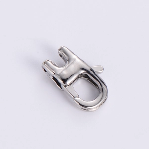 Polished silver stainless steel lobster clasp with swivel ring for necklace and bracelet