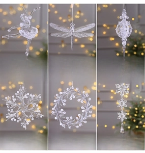 Detailed size and weight chart for transparent acrylic Christmas tree hanging ornaments