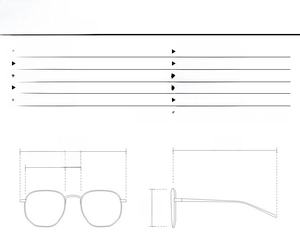 Detailed technical diagram showing dimensions and size specifications of oval sunglasses