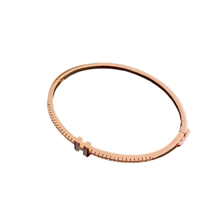 Rose gold plated H-shaped bracelet with sparkling zircon accents and minimalist luxury style