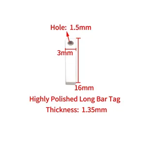 Detailed macro view showing a 16mm polished stainless steel tag pendant for jewelry DIY