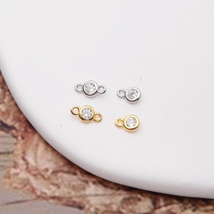 925 silver and zircon pendant connectors for DIY jewelry making in gold and silver finish