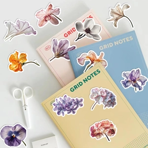 Pack of 50 vintage floral doodle stickers for decorating laptops, guitars, and luggage cases