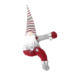Christmas striped gnome curtain buckle tieback for holiday home decoration in red and gray