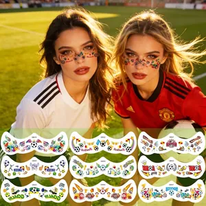 Fußball Gesicht Temporäre Tattoo Aufkleber Wasserfest Schweißfest Sportveranstaltung Fans Club Sommersprossen Muster Make-up Ornament