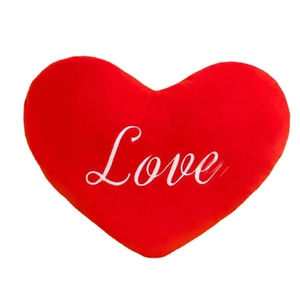 Red heart-shaped plush pillow with Love embroidery for bedroom decoration and gifts