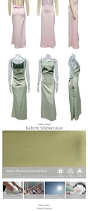 Close-up of sleek satin fabric texture and breathable material on backless fishtail gown