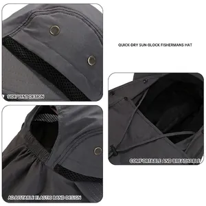 Dark grey outdoor sun hat with breathable vents and neck protection for hiking